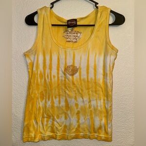 Harley Davison yellow tie dye crop top yellow size medium